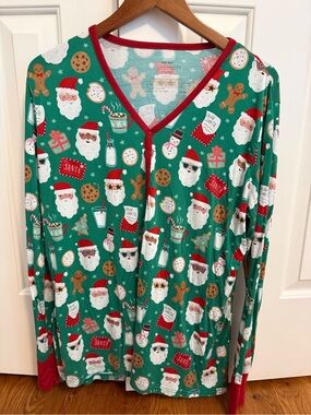 Little Sleepies Holiday Christmas Bamboo Viscose Woman’s Pajama Top Size XL
